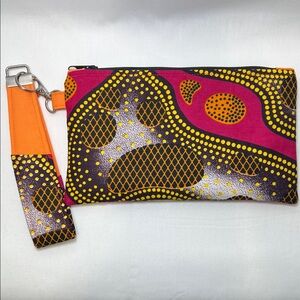 Handmade Vibrant Pink & Orange Ankara Print Clutch/Wristlet